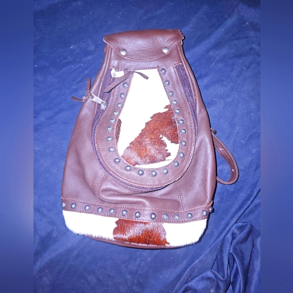 AMERICA WEST PONY HAIR LEATHER SLING BACKPACK